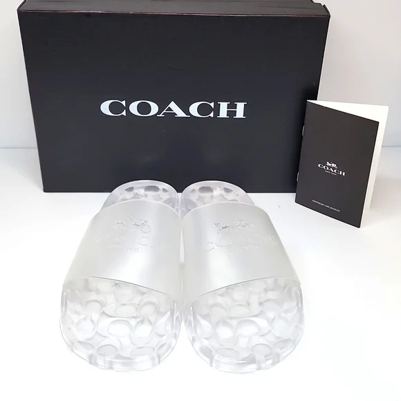 COACH ULYSSA RUBBER SLIDE/SHOES, THE SIZE 11B, THE COLOR IS "CLEAR", 100% RUBBER - Picture 4 of 13
